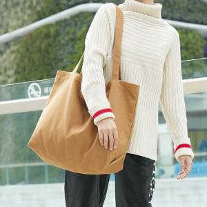【现货】韩国大帆布包大容量日系街风流行女手提单肩包卡其色跨境