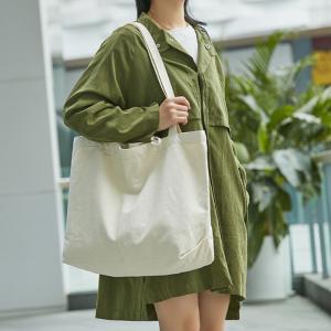【现货】韩国大帆布包大容量日系街风流行女手提单肩包卡其色跨境 - 副本 - 副本